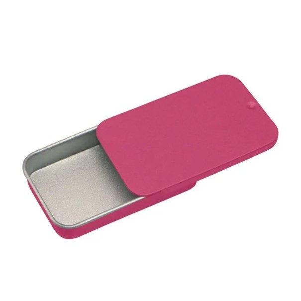 Plechová krabička na šperky a drobnosti 60 × 34 × 11 mm kovová dóza s posuvným víkem balení na léky bonbony Rose Red