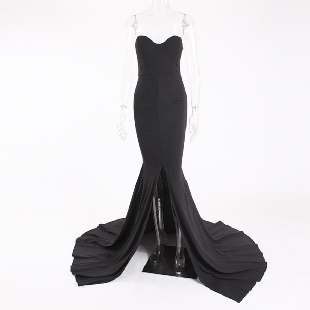 Plesové šaty bez ramínek černá XS