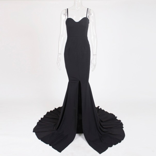 Plesové šaty s vlečkou černá XS