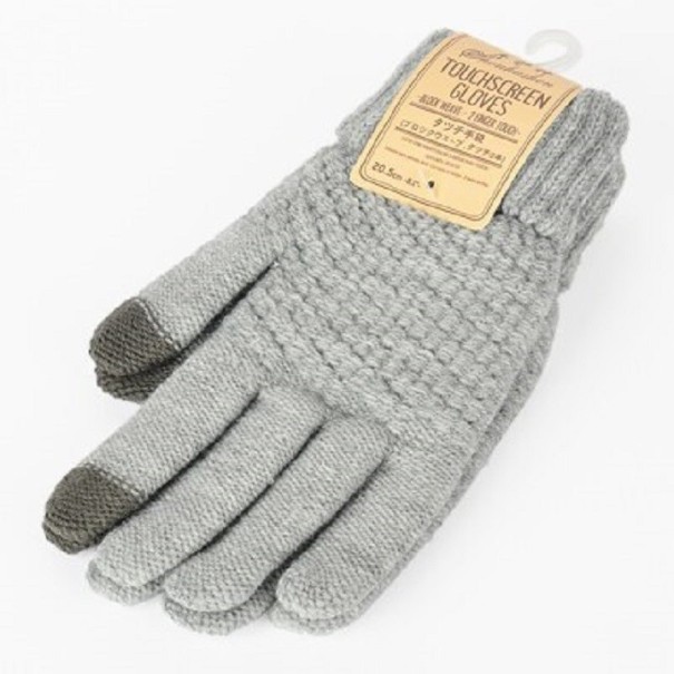 Pletené rukavice s dotykovými prstami sivá