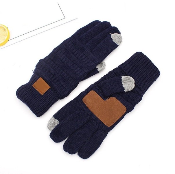 Pletené zimné rukavice tmavo modrá