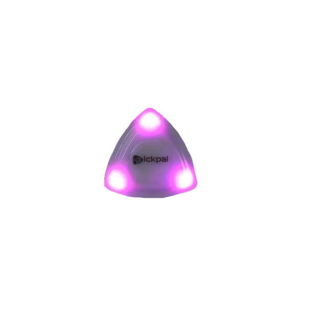 Plettr luminoso 0.6 mm di forma triangolare in plastica ABS con luce LED Alimentato da batteria CR1616 Plettr luminoso per chitarra elettrica rosa
