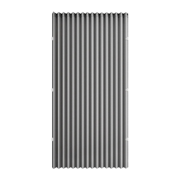 Plisovaný magnetický závěs do dveří 80x200 cm polyester s lněnou texturou kovové kroužky nerezové háčky úchytka průchozí šedá