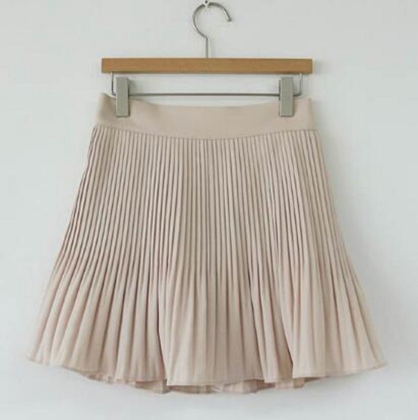 Plisserad minikjol för kvinnor G103 beige S