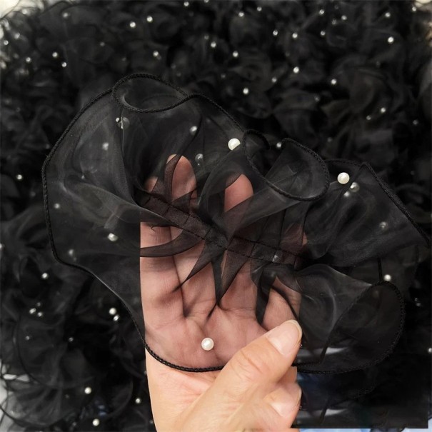 Plisseret blonder med flæser 13 cm x 91 cm Polyester dekorativ bånd til syning af dekoration af tøj kostumer boligindretning sort