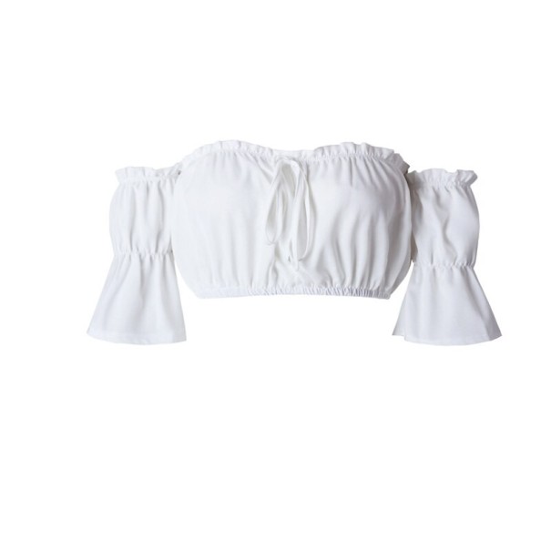 Plisseret crop top til kvinder A1079 hvid S