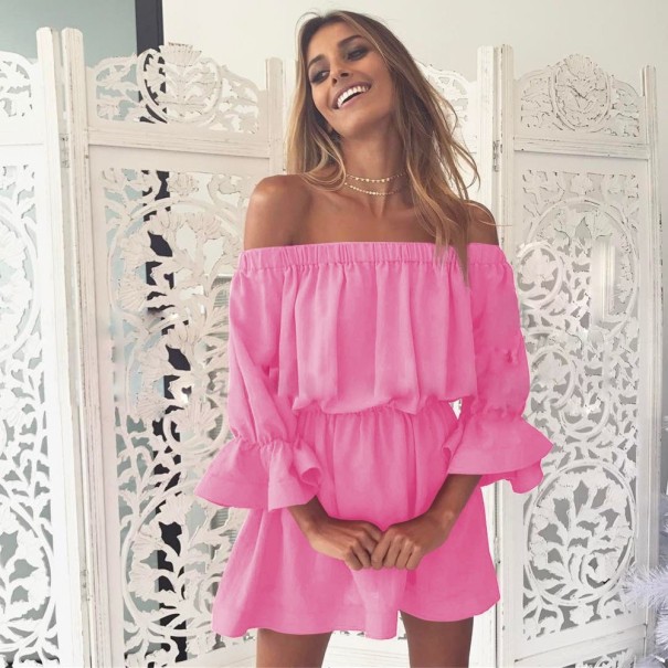 Plisseret damekjole Tina rosa XS