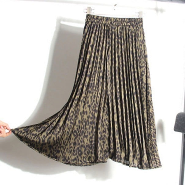 Plisseret nederdel med leopardprint til kvinder 2