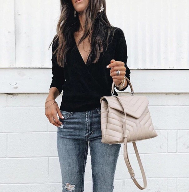 Plisseret sweater til kvinder G355 sort L