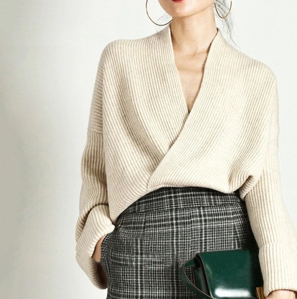 Plisseret sweater til kvinder M