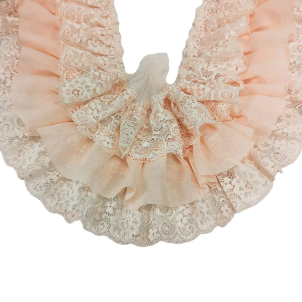 Plissierte dreilagige Chiffonspitze, 10 cm x 91 cm, Dekostoff zum Nähen, Dekoband für Kleidung, Hochzeitsaccessoires, DIY-Projekte, Modemodifikationen hellrosa