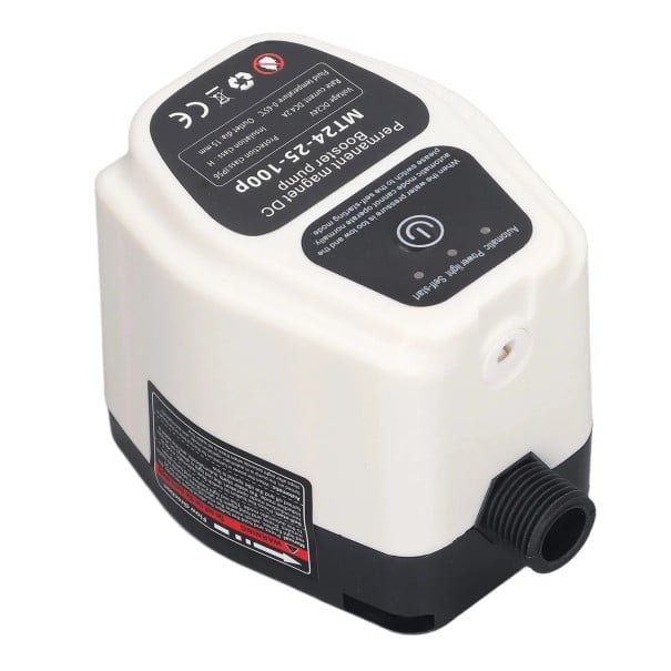 Plně automatické posilovací čerpadlo na zvyšování tlaku vody 100 W s průtokem 25 l za minutu a výtlakem 25 m s napájením 24 V v bílé barvě 1
