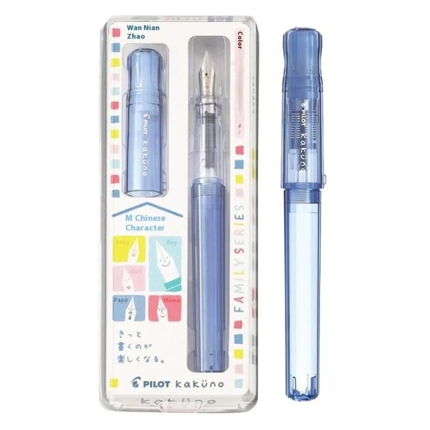 Plniace pero Pilot Kakuno F hrot 0,3–0,4 mm dĺžka 13,1 cm atramentové pero japonské papiernictvo školské písanie kaligrafia modrá