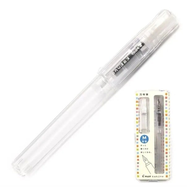 Plniace pero Pilot Kakuno F jemný hrot 0,3–0,4 mm dĺžka 13,1 cm priehľadné inkoustové pero japonské papiernictvo písanie kaligrafia 1