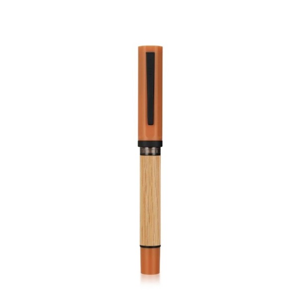 Plnicí pero JINHAO dubové dřevo hrot F 0,5 mm oranžové kaligrafické psací pero pro studenty kancelářské použití oranžová