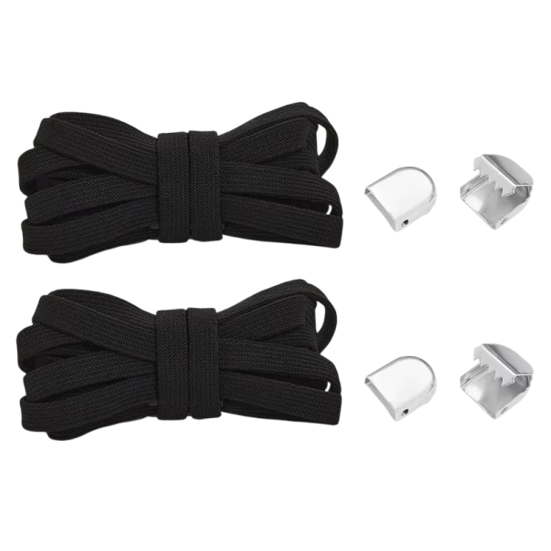 Ploché elastické tkaničky 8 mm 105 cm 1 pár Rychlé šněrování bez zavazování pro tenisky Děti a dospělé Univerzální doplněk černá