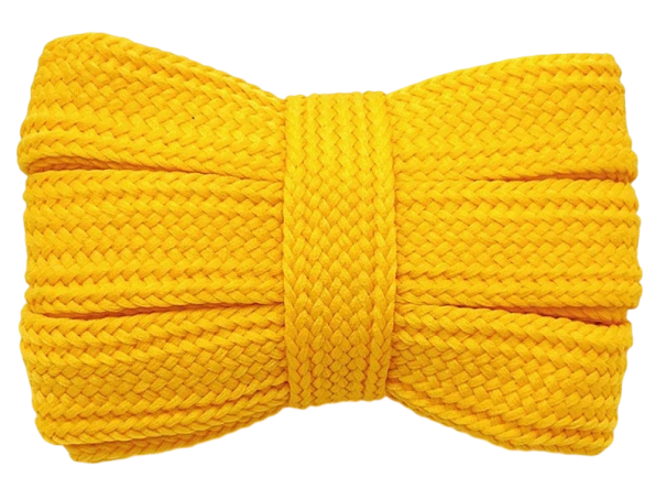 Ploché široké šnúrky 120x2 cm Polyesterové módne šnúrky do tenisiek Topánky Farebné šnúrky DIY doplnok Oblečenie žltá