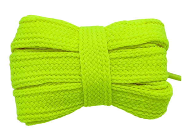 Ploché široké tkaničky 160x2 cm Polyesterové extra dlouhé tkaničky do bot Tenisky Módní doplněk Oblečení DIY Šití neonová žlutá
