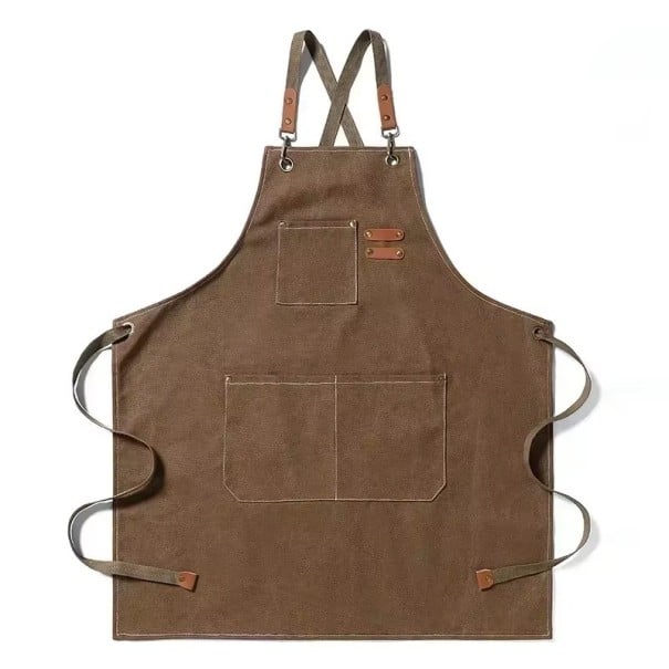 Płócienna fartuch kuchenny 74x68 cm Unisex fartuch na gotowanie, grillowanie, bar, restaurację, kawiarnię, studio, uniforma robocza brązowy