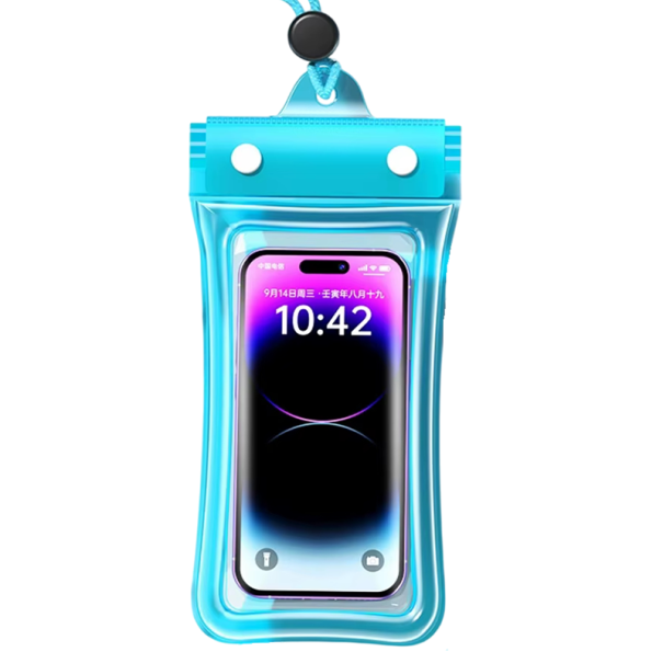 Plovoucí áttetsző vízálló telefon tok 7,5"-ig PVC Víz alatti és úszó táska Csúszásmentes Vízálló burkolat Kötéllel Full HD kék