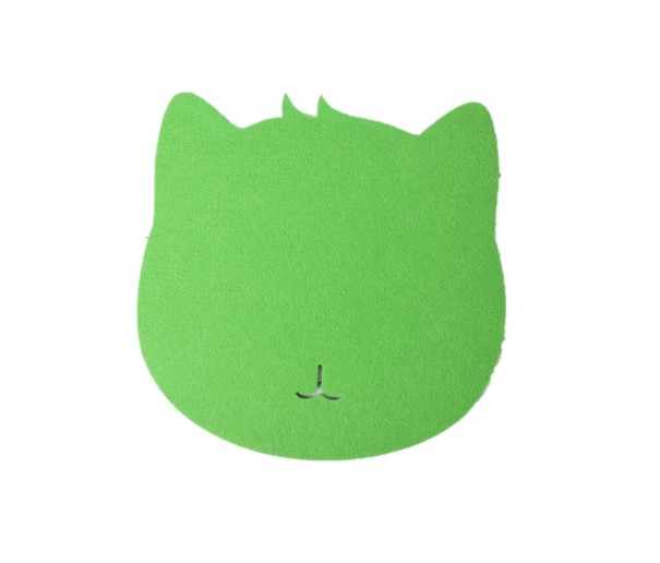 Plstená podložka pod myš v tvare mačky zelená