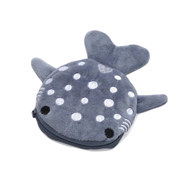 Pluche haai portemonnee 13 x 12 cm schattige cartoon hanger datakabel tas rits tas PP materiaal cadeau voor kinderen grijs