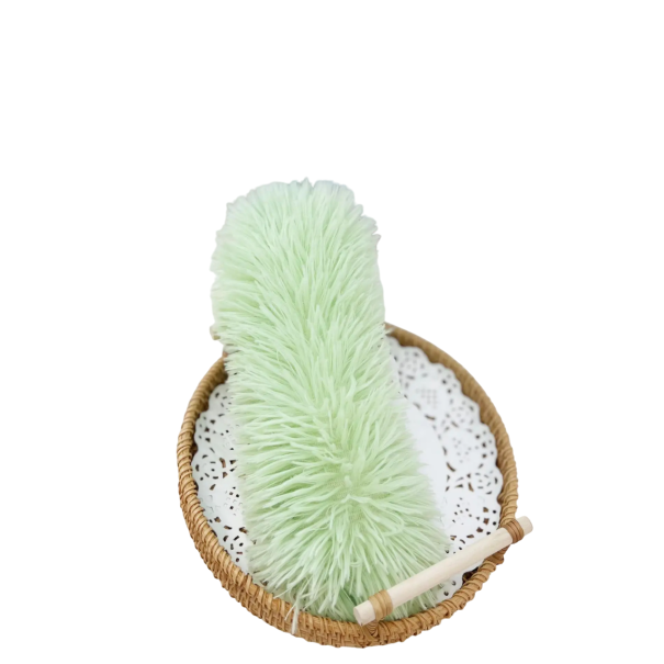 Pluche kattenkauwspeeltje Ovaal kussen met lang haar Zacht pluchen speeltje voor katten om mee te spelen, te bijten en te knuffelen groen