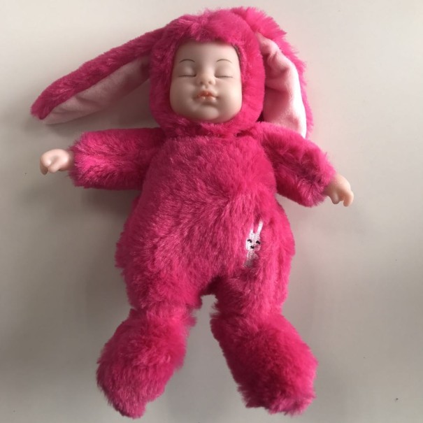 Pluche konijnenpop donkerroze