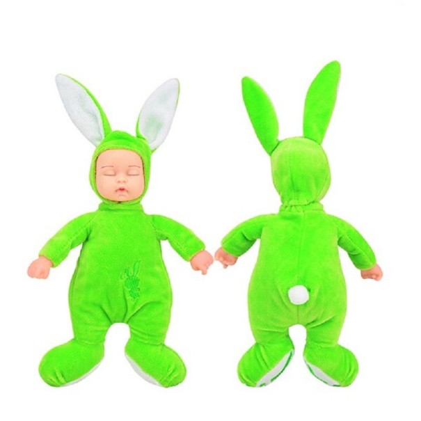Pluche konijnenpop groen