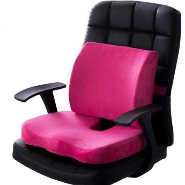 Pluche orthopedisch zitkussen met rugleuning P4087 roze