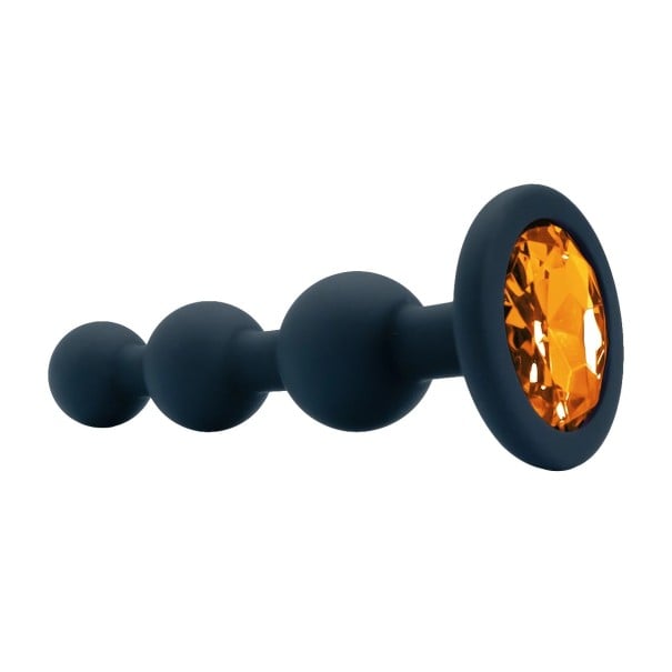 Plug anal de silicona en forma de tres perlas con acabado de color para estimulación sensual, longitud 11 cm naranja