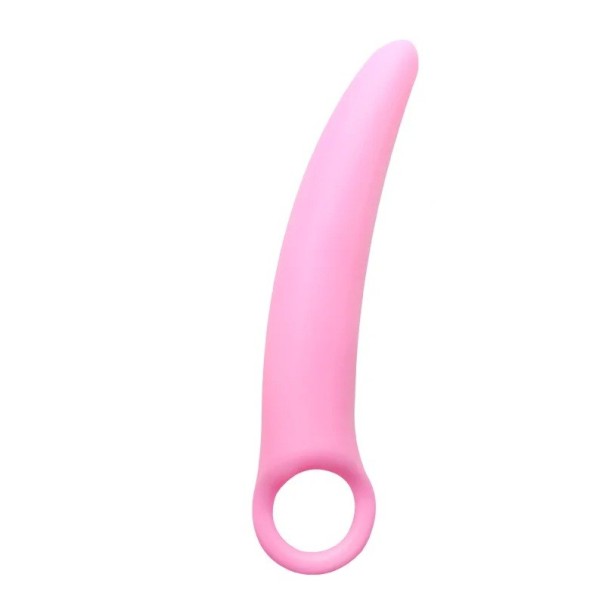 Plug anale in silicone rosa 2,9 x 18,8 cm con maniglia rotonda forma ergonomica superficie liscia facile manutenzione gel lubrificanti speciali confezione discreta 1