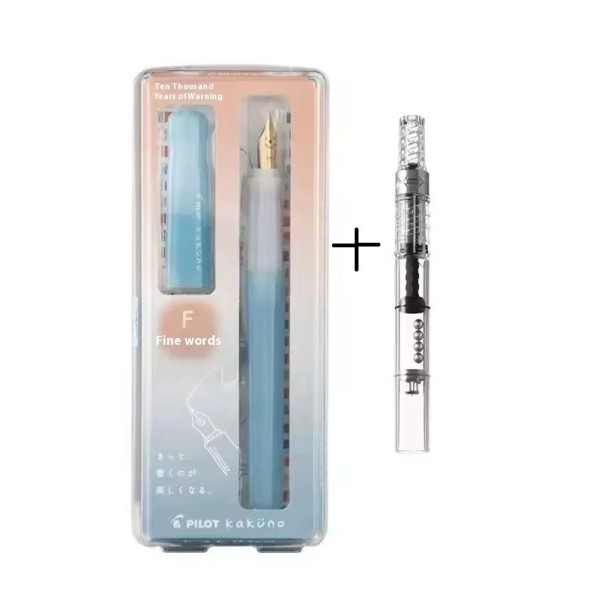 Pluma estilográfica Pilot Kakuno F punta 0,3–0,4 mm longitud 13,1 cm pluma de tinta japonesa para escribir notas caligrafía con cartucho azul