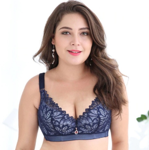 Plus size bh med dekoration J2951 blå 85D