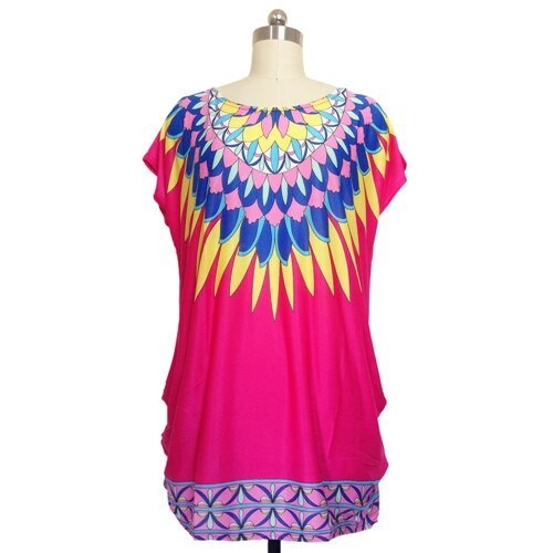 Plus size dame t-shirt med print M 11