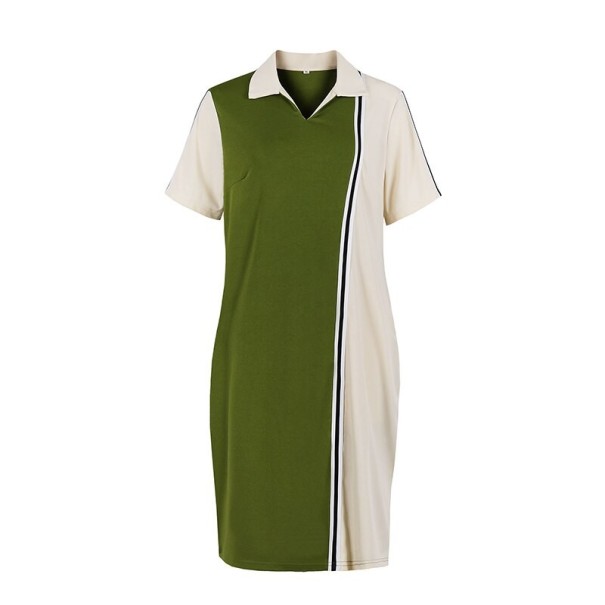 Plus Size Dress with Collar green 4XL