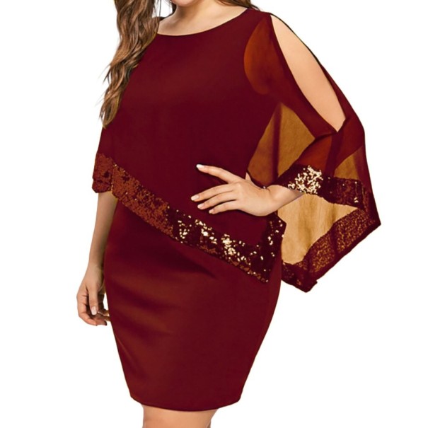 Plus-Size-Kleid mit Pailletten dunkelrot L