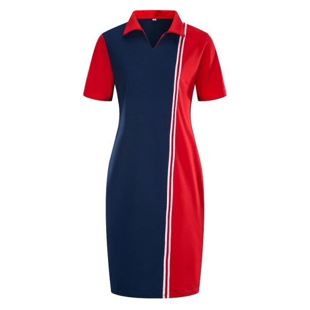 Plus size šaty s golierom tmavo modrá 4XL