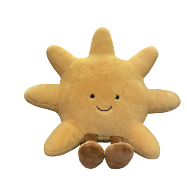 Plüsch-Sonnenschein mit Beinen 45 cm Gelbes weiches Kissen aus Plüsch mit PP-Baumwollfüllung Niedliche Dekoration und weiche Plüschspielzeug für Kinder und Erwachsene 1