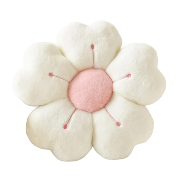 Plüschkissen in Blumenform 35 cm Dekokissen aus Baumwolle und Polyester Niedliches Bodenkissen für Sessel, Sofa und Matratze weiß