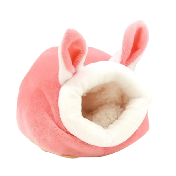 Plush Bed for Hamsters 12 x 10 x 9 cm Pink Soft House with Bunny Motif Warm Comfortable Nest for Small Rodents 1