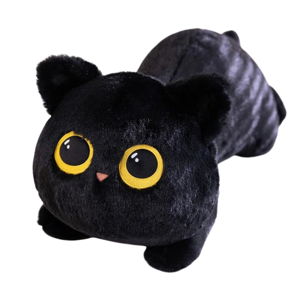 Plush Cute Cat 70 cm Large Lying Plush Toy Soft Cuddly Cushion Room Decoration Gift for Children and Adults Bed Plush Toy black