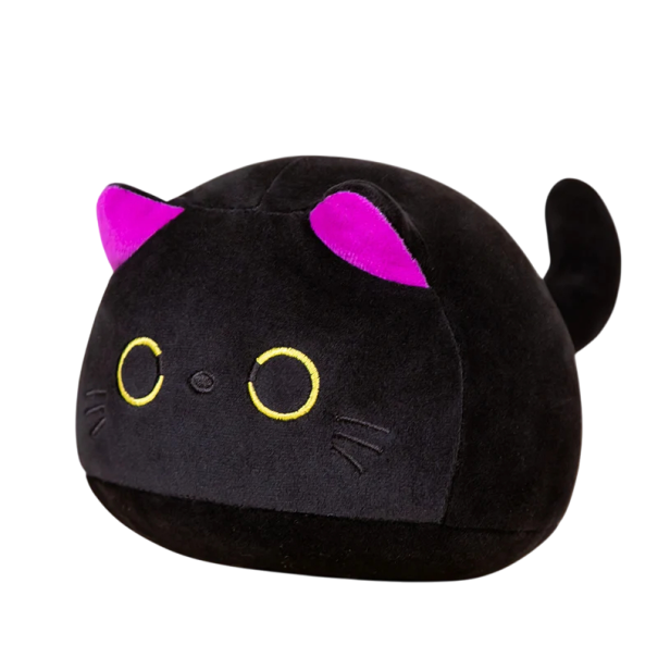 Plush Round Toy Black Cat 15 cm Cute Pet for Children Table Decoration Gift for Cat Lovers Cuddle Toy purple