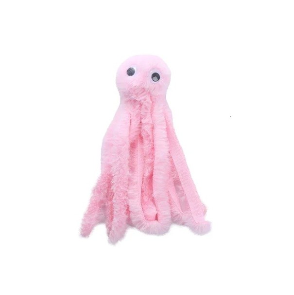 Plush Toy for Cats Octopus 19 cm Soft Cat Toy with Tentacles Ideal for Biting, Hunting and Cuddling Cute Design pink