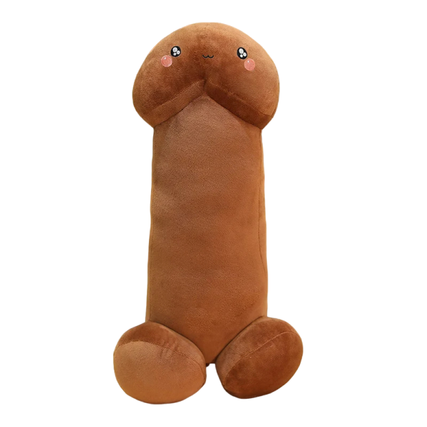 Pluszowy penis 30 cm Brązowy pluszowy penis z buzią 1