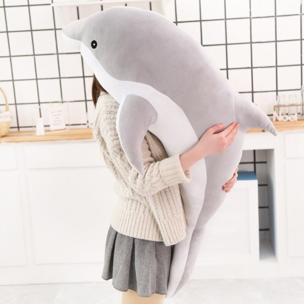 Plys delfin 30 cm grå