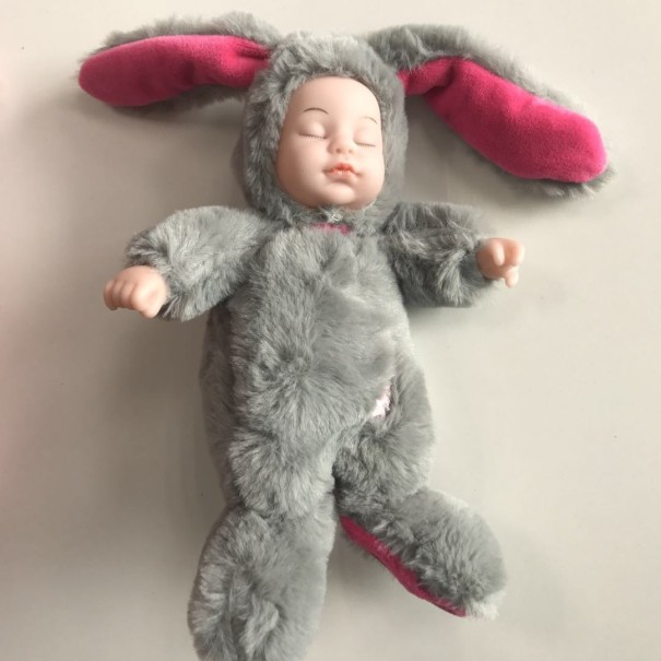 Plyšová bábika králiček sivá