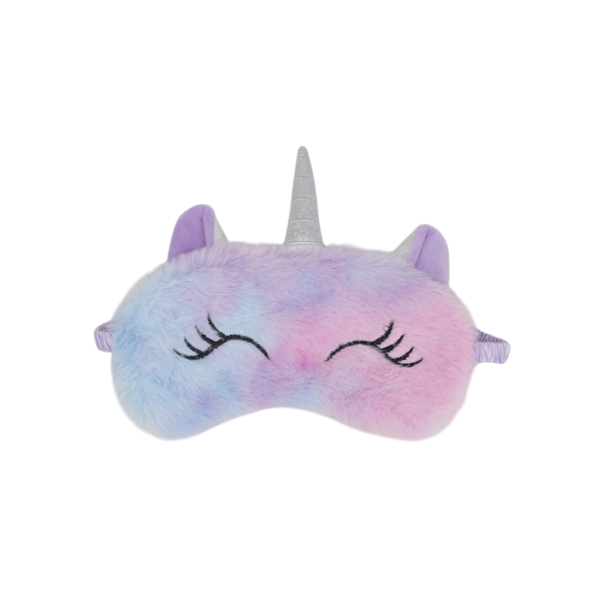 Plyšová spací maska jednorožec 19,5 x 13,5 cm Anime dětská oční páska na spaní a cestování Roztomilý dárek na párty se zavázanýma očima fialová