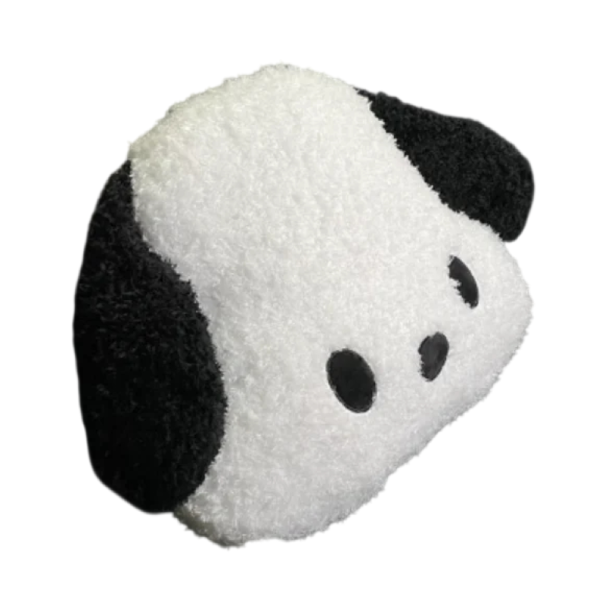 Plyšový bederní polštář do auta štěně design cca 41 × 33 cm měkký pohodlný černo bílý opěrka zad doplněk interiéru 1