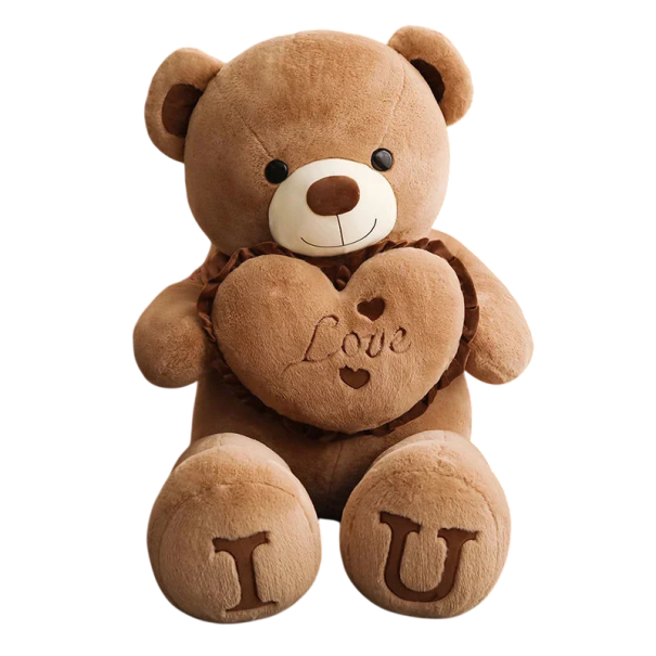 Plyšový medvěd 80 cm s motivem I Love You Velký hebký medvídek z bavlny a PP bavlny Měkká hračka a romantický dárek hnědá